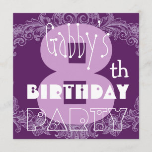 Invitation 8e anniversaire de l'enfant Nom personnalisé Moder
