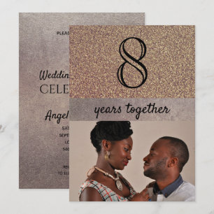 Invitation 8e anniversaire de mariage Bronze Élégant Paillett