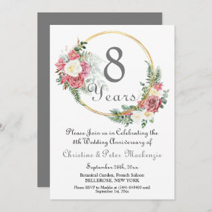 Invitation 8e Mariage de bronze Anniversaire Rose Gold Frame
