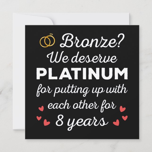 Invitation 8ème anniversaire Mariage I - Bronze Funny Couple (Devant)