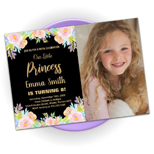 Invitation 8ème Floral Parties scintillant Princess Anniversa