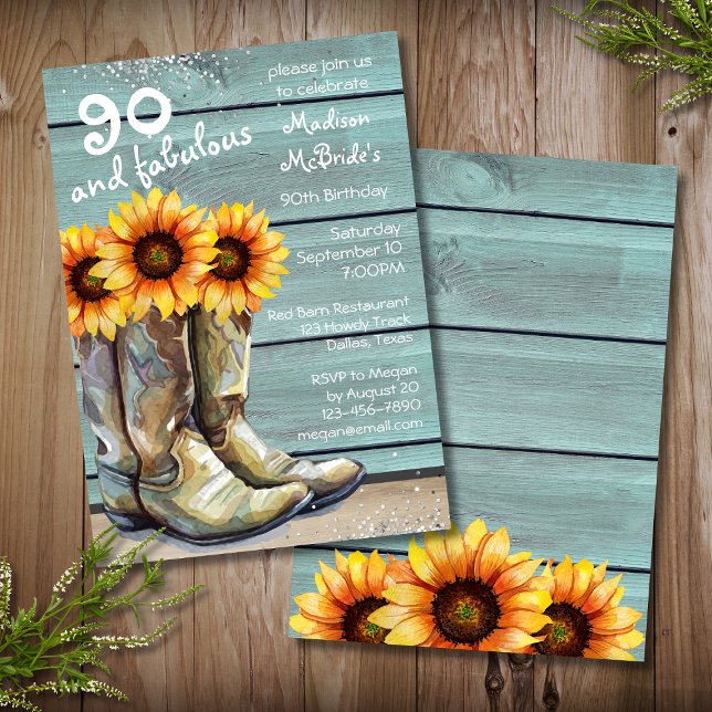 Invitation 90 Et Fabuleux Pays Rustique Tournesol Occidental (Créateur téléchargé)