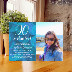 Invitation 90 et Nonstop Ocean Blue Photo Anniversaire