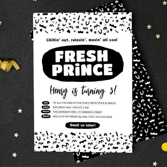 Invitation 90 Hip hop Anniversaire, Fresh Prince Rap Party (Créateur téléchargé)