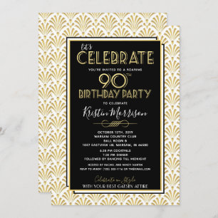 Invitation 90e anniversaire Art Déco Gatsby Roaring 20s Anniv