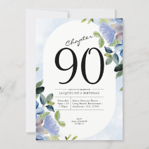 Invitation 90e anniversaire Blue Floral