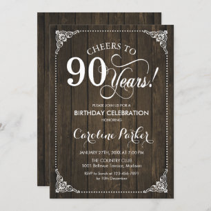 Invitation 90e anniversaire - Bois rustique
