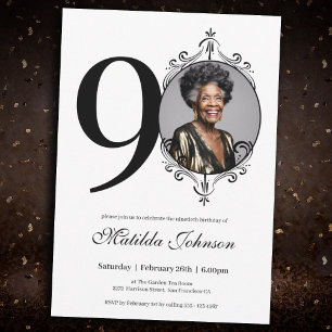 Invitation 90e anniversaire classique photo personnalisée noi