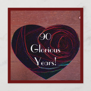 Invitation 90e anniversaire - Coeur de la rose rouge