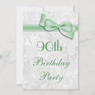 Invitation 90e anniversaire Damask and Faux Bow
