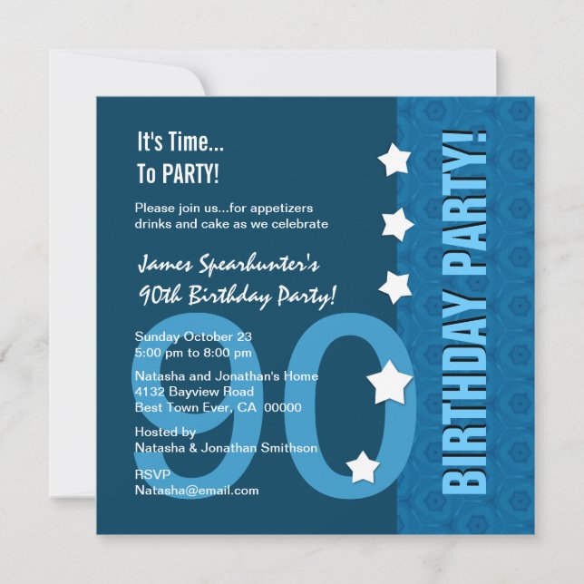 Invitation 90e anniversaire des teintes modernes de Blue Funn (Devant)