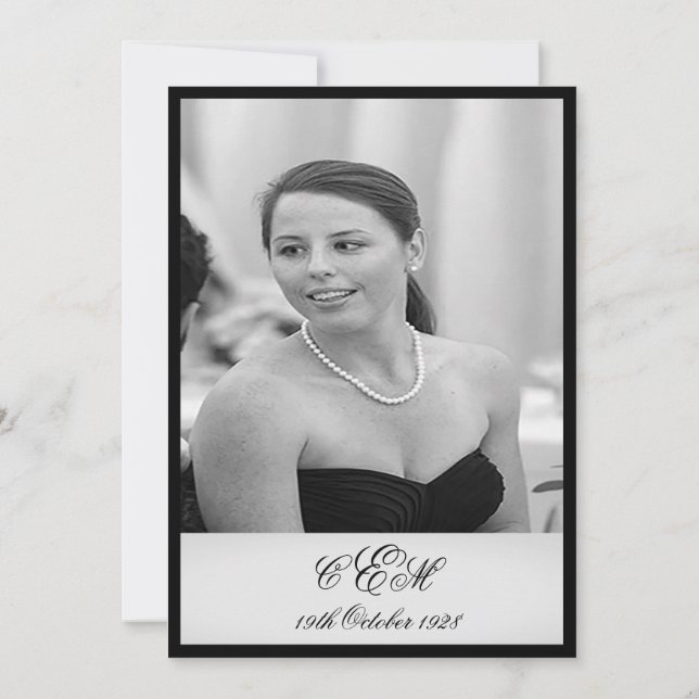 Invitation 90e anniversaire Elégant Monogramme photo Annivers (Dos)