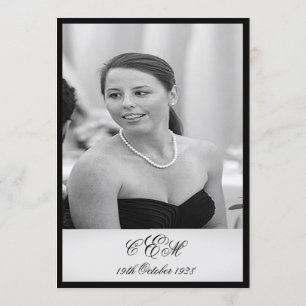 Invitation 90e anniversaire Elégant Monogramme photo Annivers