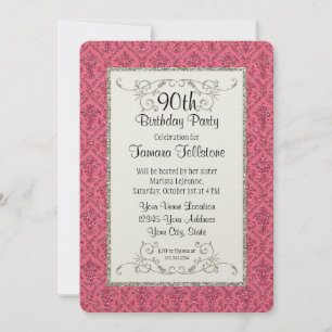 Invitation 90e anniversaire Faux Gold Parties scintillant Dam