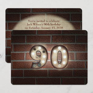 Invitation 90e anniversaire Fête-marquee lumières sur brique
