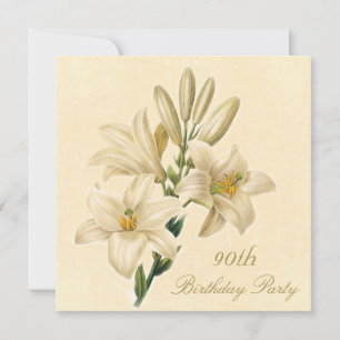 Invitation 90e anniversaire Fleurs Vintages Lily chic
