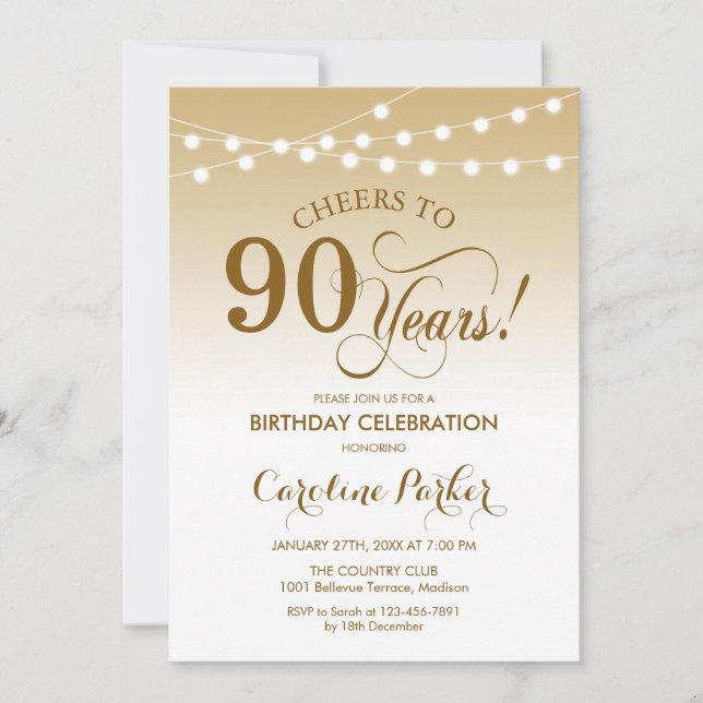 Invitation 90e anniversaire - Gold White (Devant)