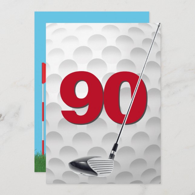 Invitation 90e anniversaire Golf Theme Party (Devant / Derrière)