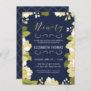 Invitation 90e anniversaire Invitation, Personnaliser Floral 