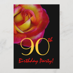 Invitation 90e anniversaire Modèle - Rose rouge et jaune