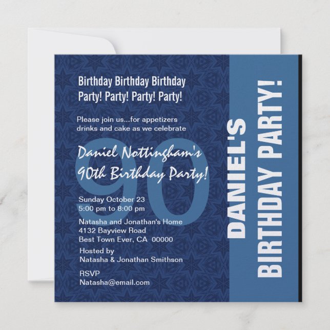 Invitation 90e anniversaire Motif moderne dans les teintes de (Devant)