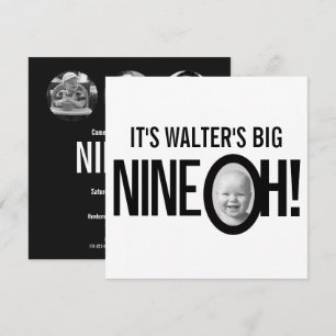 Invitation 90e anniversaire NEUF OH! photo mono noir blanc