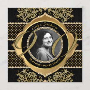 Invitation 90e anniversaire Ninetieth Gold Diamond cadre phot
