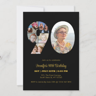 Invitation 90e anniversaire Numéro 90 Photo Collage moderne N