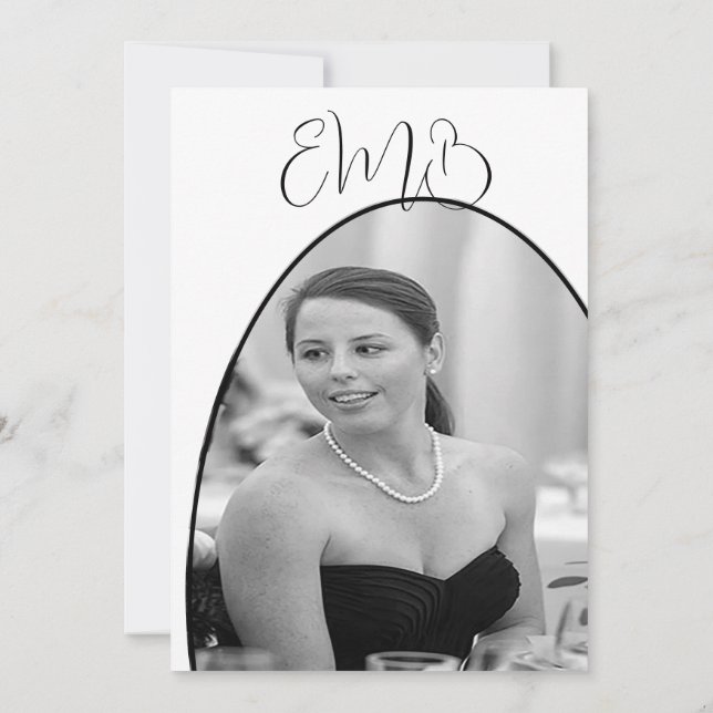 Invitation 90e anniversaire photo noir blanc élégant annivers (Dos)