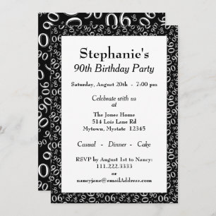 Invitation 90e anniversaire Random Number Motif noir/blanc