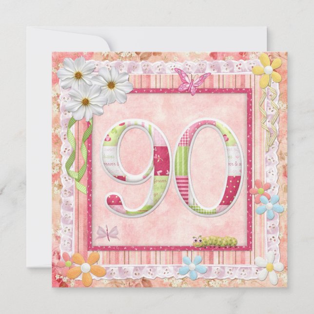 Invitation 90e anniversaire style scrapbooking (Devant)