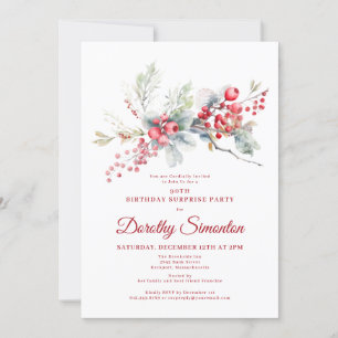 Invitation 90e anniversaire Surprise Party Verdure Berry Roug