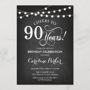 Invitation 90e anniversaire - tableau noir blanc