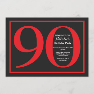 Invitation 90e anniversaire Tableau rouge et noir