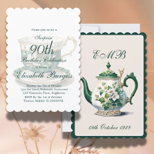 Invitation 90e anniversaire Tea Party Green Regency Anniversa