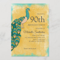 90e anniversaire Turquoise Aquarelle jaune Peacock