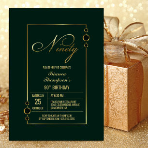 Invitation 90e anniversaire Vert avec Gold Frame Party