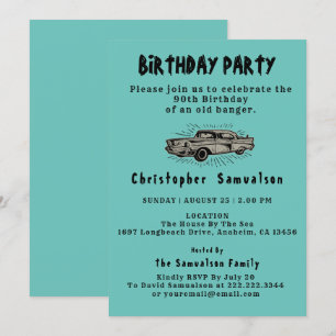 Invitation 90e anniversaire Vieux Banger Voiture Enthousiaste