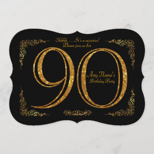 Invitation 90e, fête d'anniversaire 90e, grand Gatsby, noir e