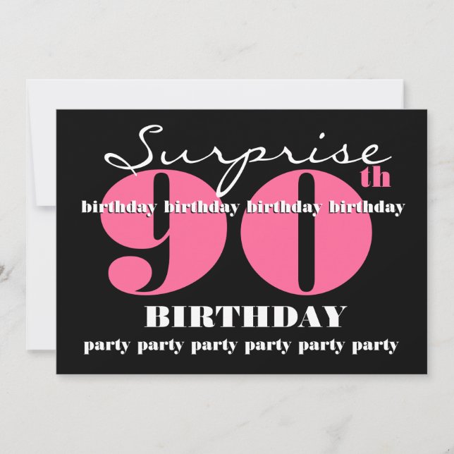 Invitation 90e SURPRISE Modèle d'invitation à la fête d'anniv (Devant)