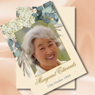 Invitation 90ème Floral Cream Elegant Gold Photo Anniversaire