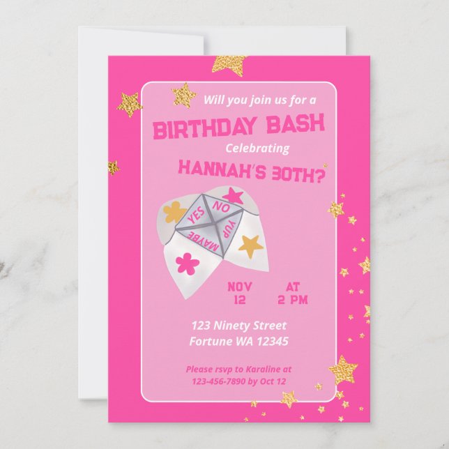 Invitation 90s Pink Cootie Catcher fête d'anniversaire (Devant)
