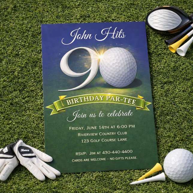 Invitation 90th Birthday Golf Theme  (Créateur téléchargé)