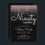 Invitation 90th Is Fabulous Birthday Party Pink Parties scint<br><div class="desc">Elégante parties scintillant rose 90 est une fabuleuse invitation à la fête d'anniversaire. Le texte peut être ajusté ainsi que les couleurs de police et la couleur arrière - plan. Invitations de fête d'anniversaire pour adultes de 90e année. Faux éléments parties scintillant.</div>