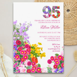 Invitation 95 Ans Elegant Garden Floral – 95e Anniversaire