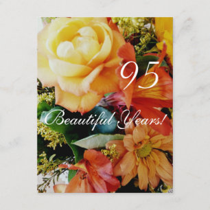 Invitation 95 belles années ! - Anniversaire/bouquet rose