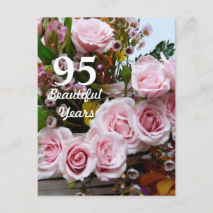 Invitation 95 belles années ! - Fête d'anniversaire/roses