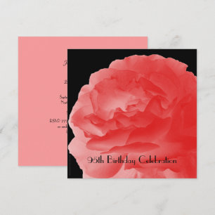 Invitation 95e anniversaire Coral Rose rose, Nom, Floral