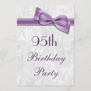 Invitation 95e anniversaire Damask and Faux Bow
