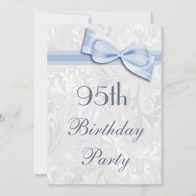 Invitation 95e anniversaire Damask and Faux Bow (Devant)